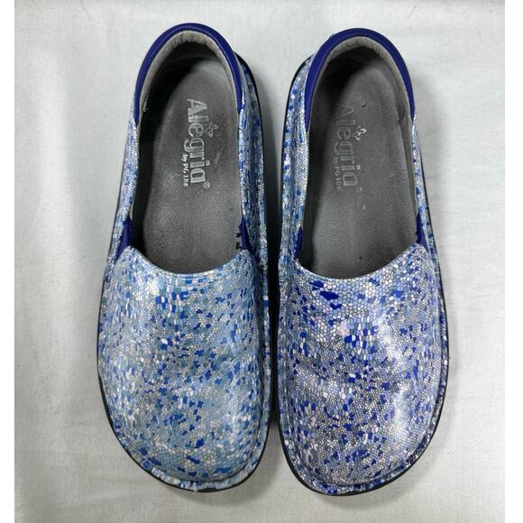 Alegria Women’s sz 36 Debra Quarry DEB-7813 Geometric Blue Nursing Shoe Clog - Picture 3 of 10